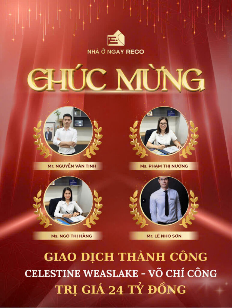 Ảnh giao dịch: Trân trọng chúc mừng Ms Nương – Mr Tịnh – Ms Hằng – Mr Sơn đã xuất sắc chốt thành công căn hộ tại Celestine Westlake với giá trị lên tới 24 TỶ ĐỒNG