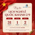 Thông Báo Lịch Nghỉ Lễ Quốc Khánh 02/09/2026 – Công Ty Cổ Phần Nhà Ở Ngay RECO