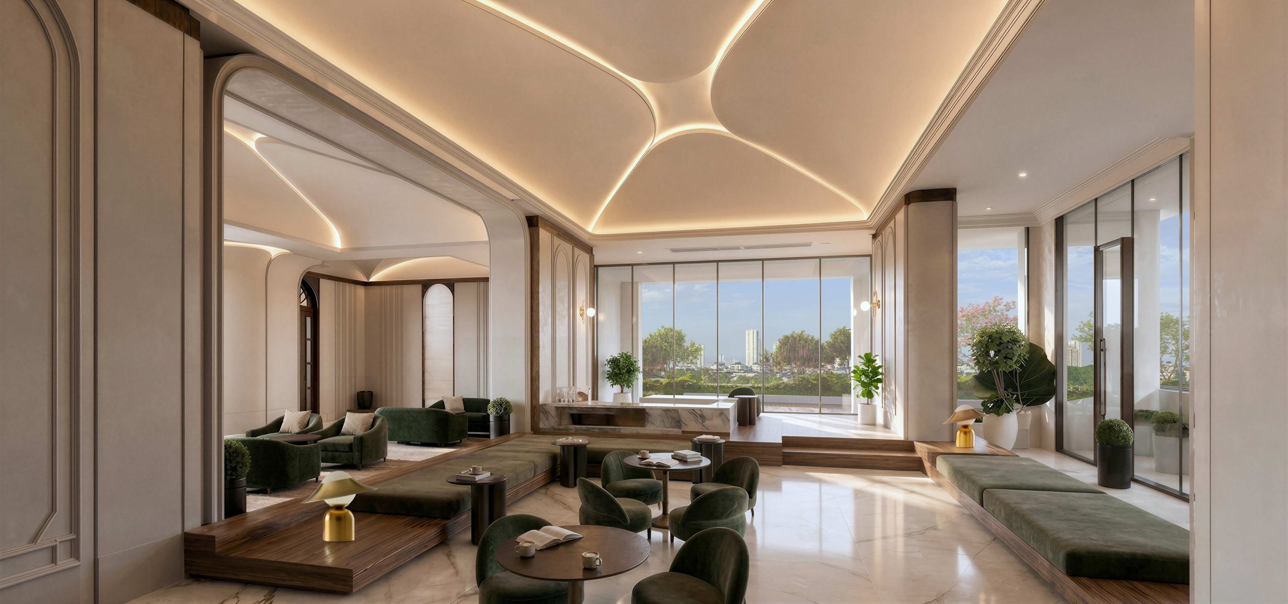 Phòng sinh hoạt cư dân và thư viện tầng 5 Le Parc Place
