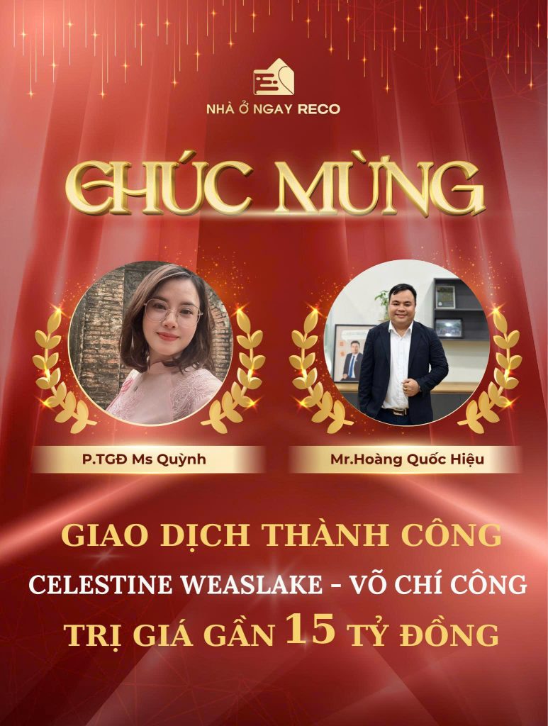 Ảnh giao dịch: 🏆Chúc mừng P.TGĐ Ms Quỳnh và Mr Hiệu đã chốt thành công căn hộ tại dự án CELESTINE WEST trị giá 15 TỶ ĐỒNG!