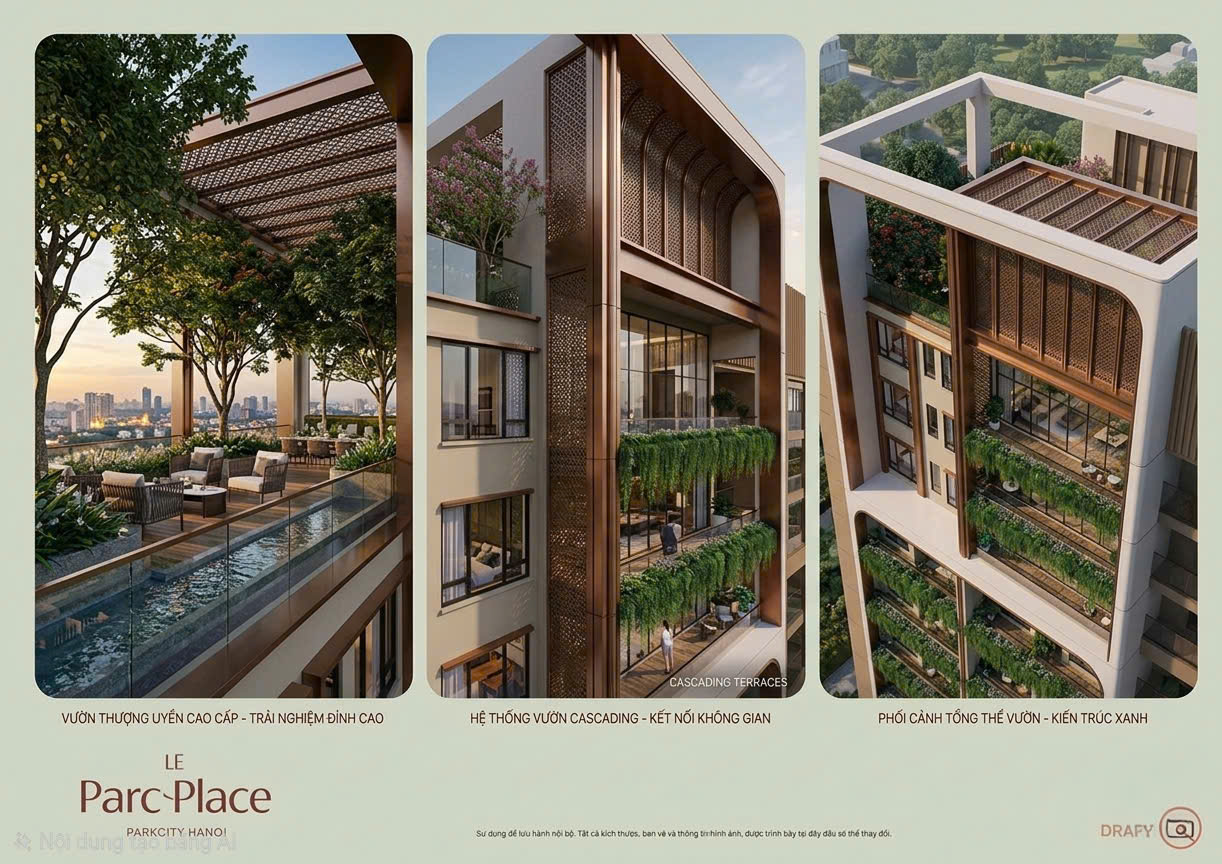 Vườn thượng uyển và hệ vườn cascading của Sky Villa Le Parc Place